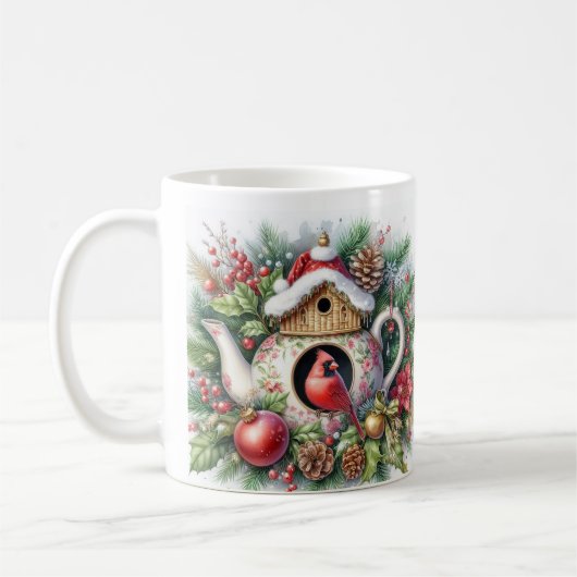 Mug Cardinal des oiseaux de théière 3 (Gauche)