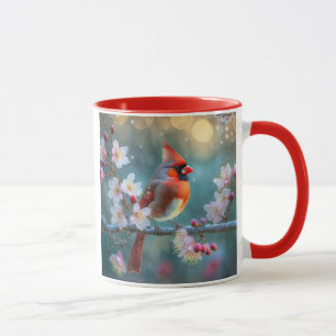 Mug Cardinal mâle au clair de lune Cerisiers en fleurs