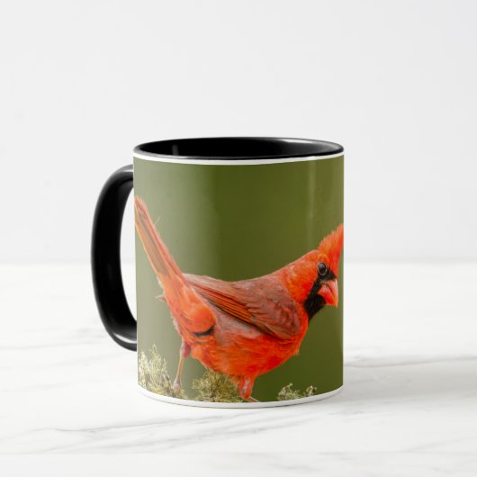 Mug Cardinal mâle sur une branche (Devant gauche)