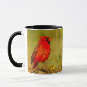 Mug Cardinal mâle sur une bûche (Gauche)