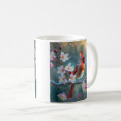 Mug Cardinal masculin en fleurs de cerisiers au clair (Devant droit)