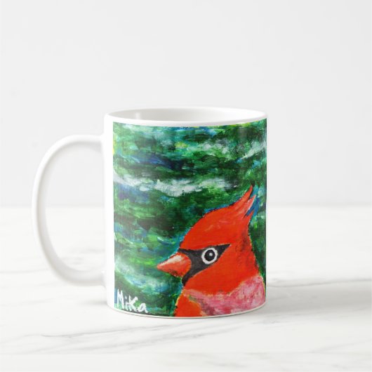 Mug Cardinal Oiseau art Belle Art populaire Sympathie  (Gauche)