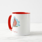 Mug Cardinal rouge à l'aquarelle avec nom (Devant gauche)