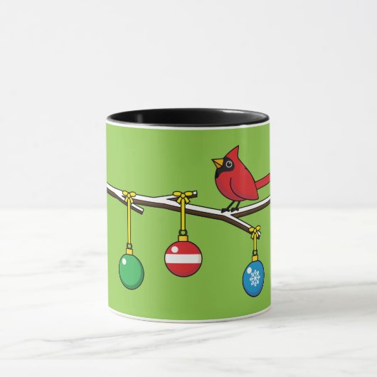 Mug Cardinal Rouge à Noël Branche nu (Centre)