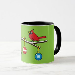 Mug Cardinal Rouge à Noël Branche nu