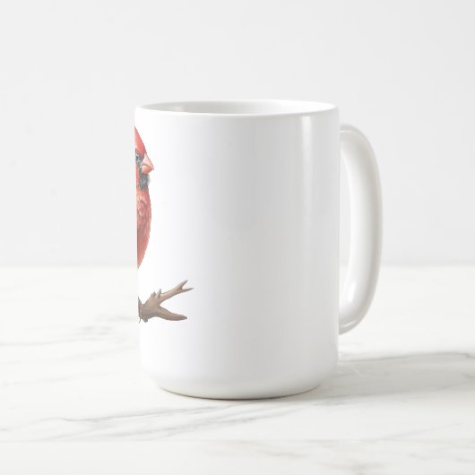 Mug Cardinal Rouge Assis Sur Branche (Devant droit)