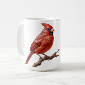 Mug Cardinal Rouge Assis Sur Branche (Devant gauche)