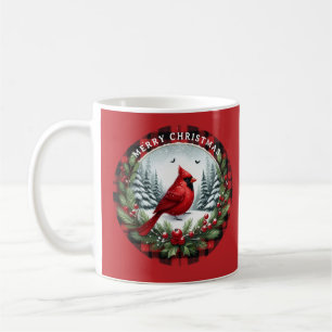 Mug Cardinal rouge avec baies de houx