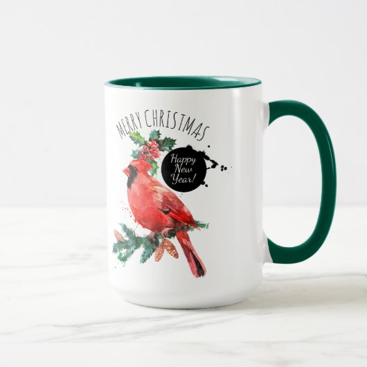 Mug Cardinal Rouge Bonne année et Joyeux Noël (Droite)