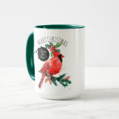 Mug Cardinal Rouge Bonne année et Joyeux Noël (Devant gauche)