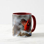 Mug Cardinal rouge dans la neige (Devant droit)