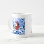 Mug Cardinal rouge dans la neige d'hiver (Devant gauche)