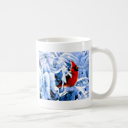 Mug Cardinal rouge dans la neige d'hiver (Droite)