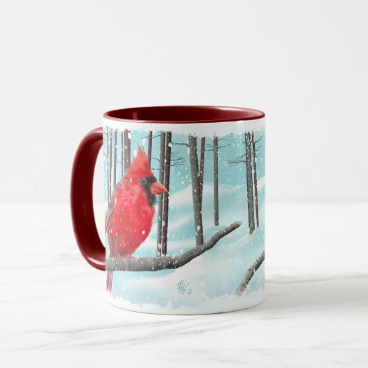 Mug cardinal rouge de 11 oz (Devant gauche)