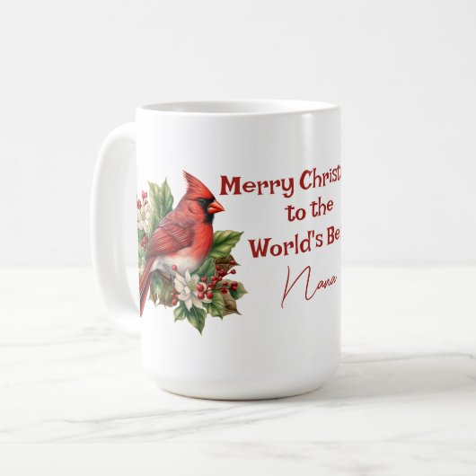 Mug Cardinal rouge de Noël de la meilleure Nana du mon (Devant gauche)