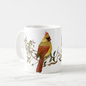 Mug Cardinal Rouge Lovebirds Boug de café blanc (Devant gauche)