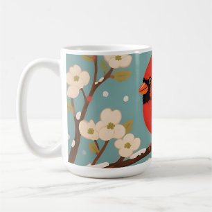 Mug Cardinal rouge sur branche d'hiver