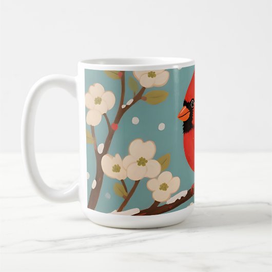 Mug Cardinal rouge sur branche d'hiver (Gauche)