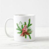 Mug Cardinal rouge sur les Evergreens d'hiver (Gauche)