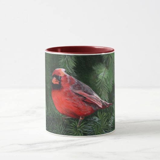 Mug Cardinal sur branche de pin (Centre)