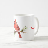 Mug Cardinal sur une branche de sapin (Devant droit)