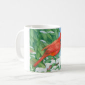 Mug Cardinal sur une brousse enneigée (Devant gauche)