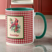 Mug Cardinal Woodsy avec En vichy Monogramme Noël