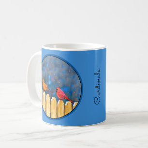 Mug Cardinals on the Fence Painting - Art original