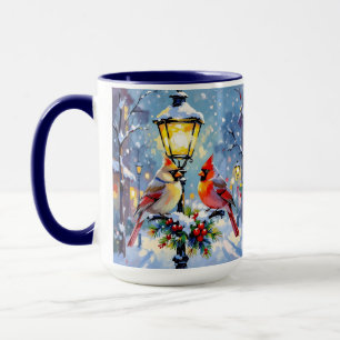 Mug Cardinaux de Noël et Lampadaire enneigé