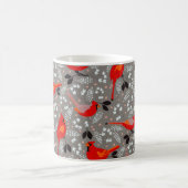 Mug Cardinaux rouges et fleurs Motif sur Grey (Centre)