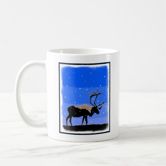 Mug Caribou en hiver - Art original de la faune (Gauche)