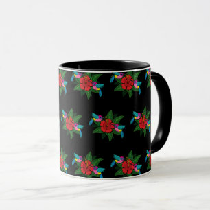 Mug Caricature à fleurs d'Hibiscus sur de mignons coli