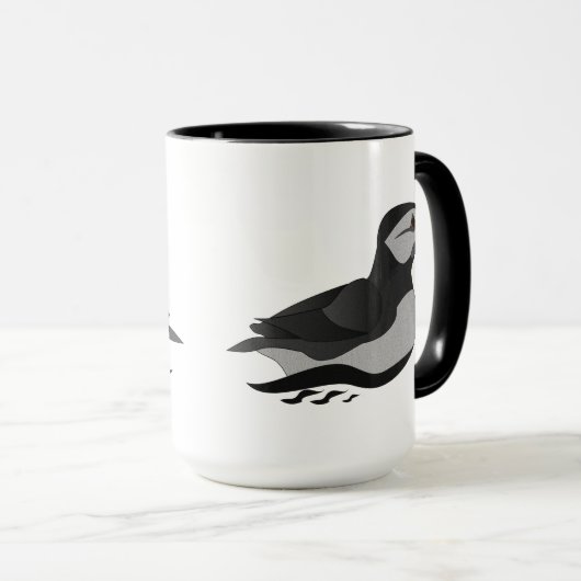 Mug Caricature adorable en nage de Puffin Atlantique (Devant droit)