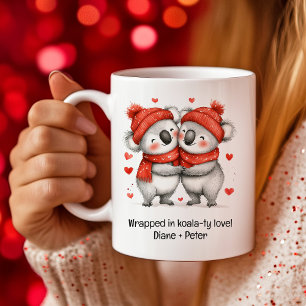 Mug Caricature adorable Koalas Love Hearts Valentine C