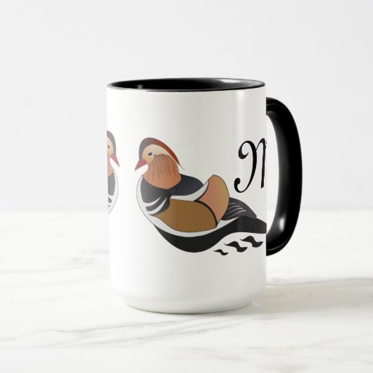 Mug Caricature adorable Mandarin Canard de natation (Devant droit)