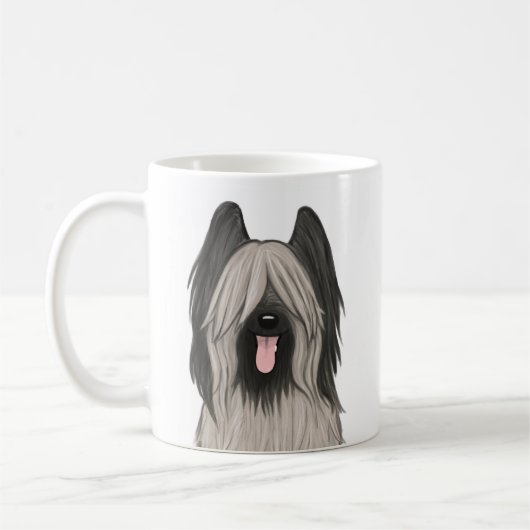Mug Caricature de Briard de chien animal de compagnie  (Gauche)