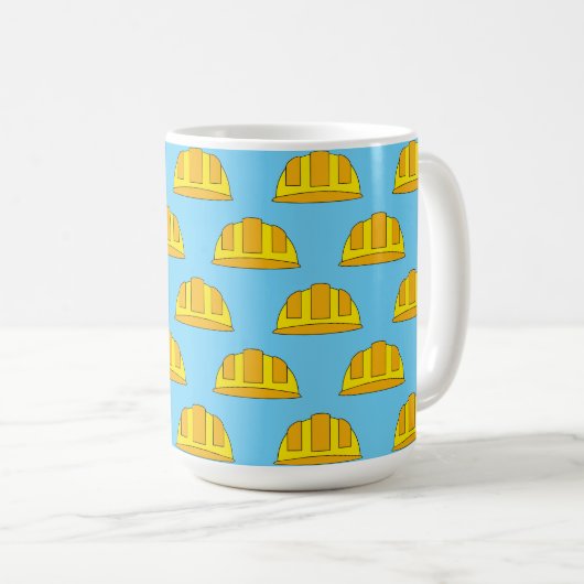 Mug Caricature de Casquette dur jaune (Devant droit)