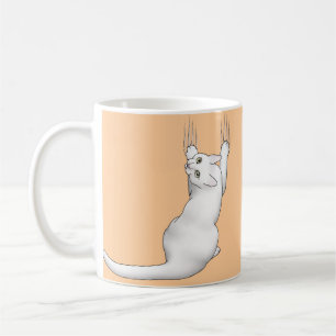 Mug Caricature de chat blanc dessinant gratter et déch