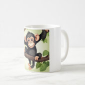 Mug Caricature de chimpanzé fou mignon (Devant droit)