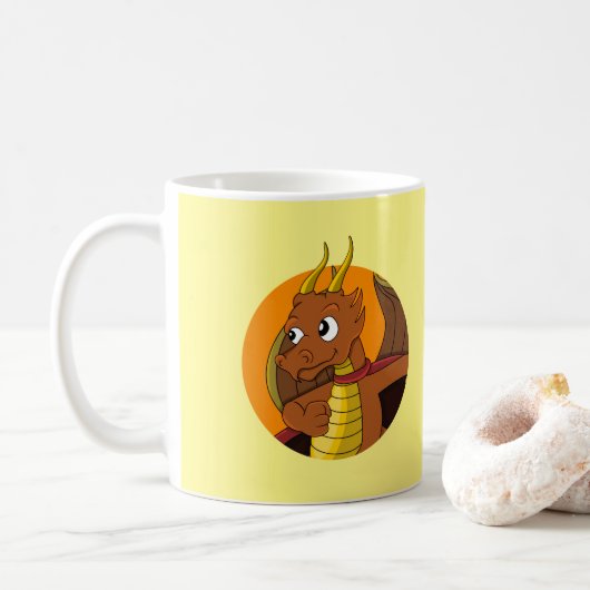 Mug Caricature de dragon orange (Avec donut)