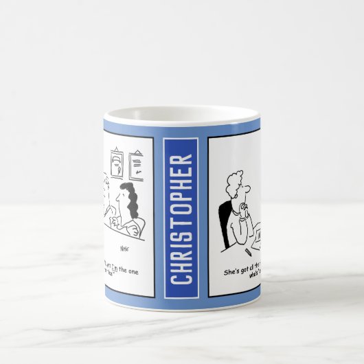 Mug Caricature de guide du mariage. (Centre)