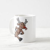 Mug Caricature de Happy Reindeer Runs | choisir la cou (Devant gauche)