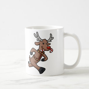 Mug Caricature de Happy Reindeer Runs choisir la cou