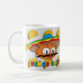 Mug Caricature de Mustache Cat Senor Gato avec Tacos (Gauche)