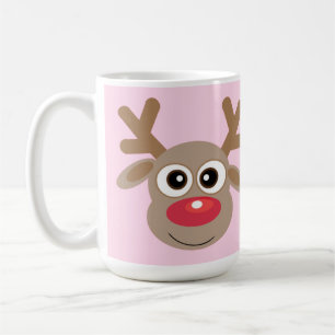 Mug Caricature de Noël mignonne Reindeer rose fille