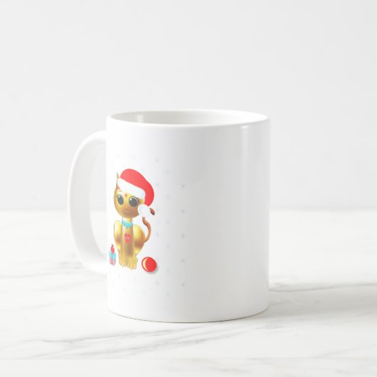 Mug Caricature de Noël pour chatte chatte en or (Devant gauche)