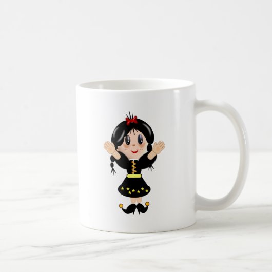 Mug Caricature de petite fille très heureuse (Droite)
