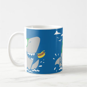 Mug Caricature de requin mignon vintage manger un hot
