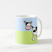 Mug Caricature de vache noire et blanche. (Devant droit)