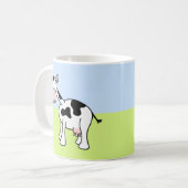 Mug Caricature de vache noire et blanche. (Devant gauche)